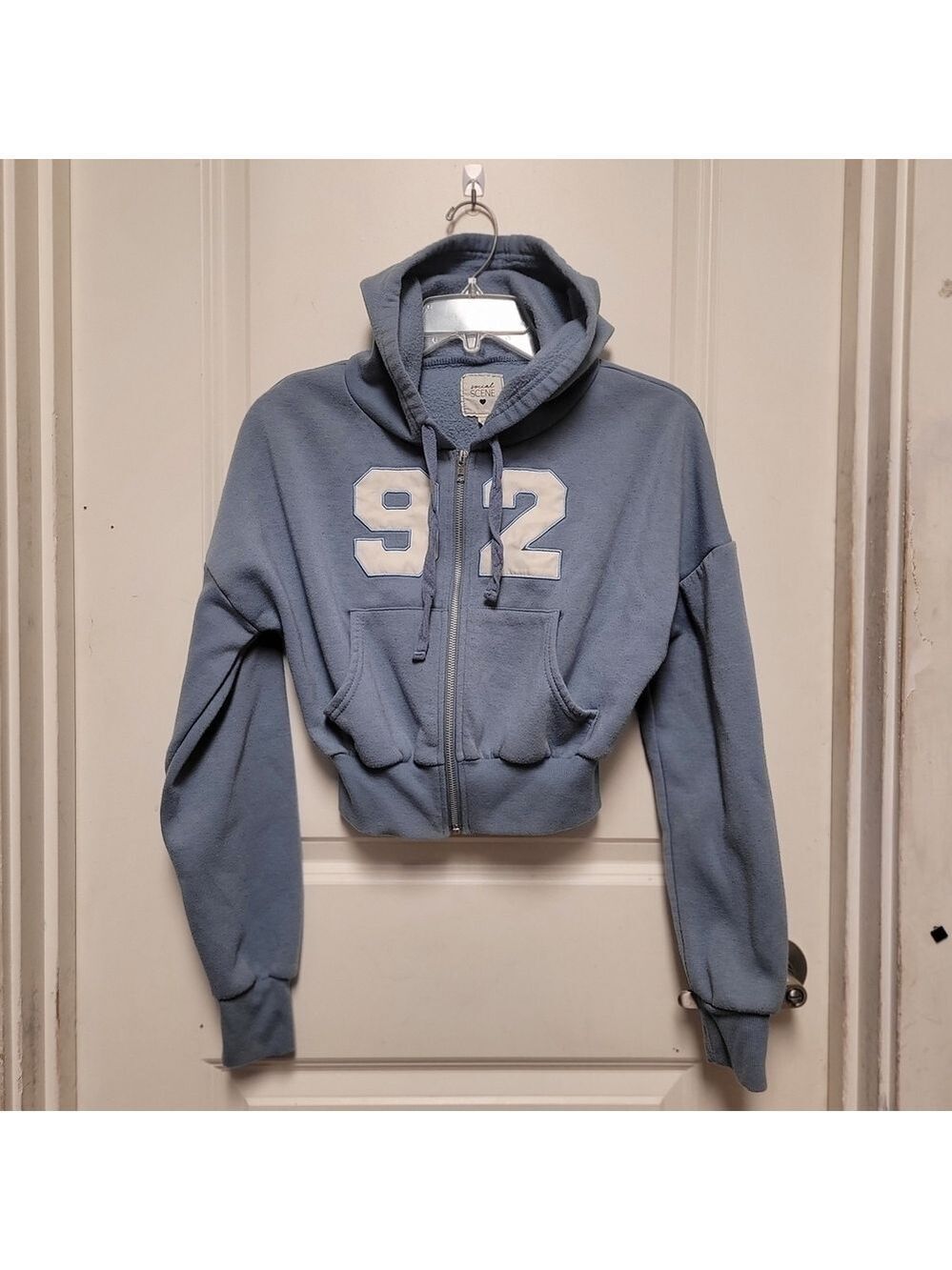 Social Scene Blue Hoodie Crop-Top Sz XS